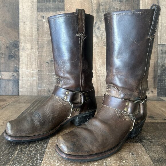 Frye Shoes - Frye 700 Buckle Harness Square Toe Moto Boots Womens 9 M